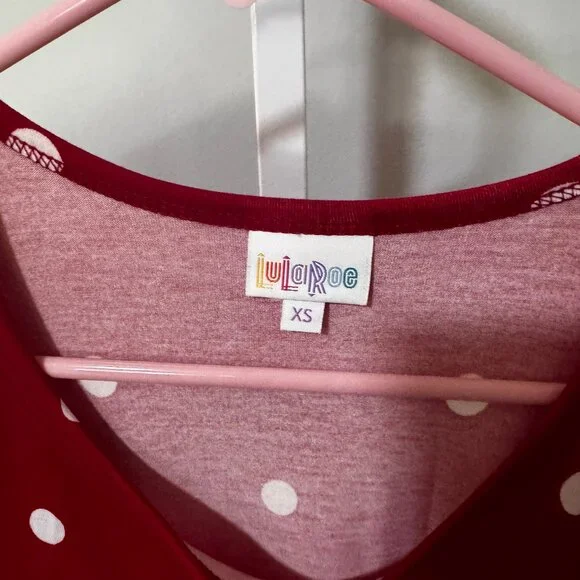 Red Polka Dot Lularoe Carly Dress - Picture 3 of 3